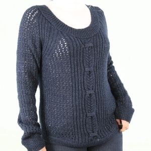 Maurices Long Sleeve Metallic Sweater Top Blue M